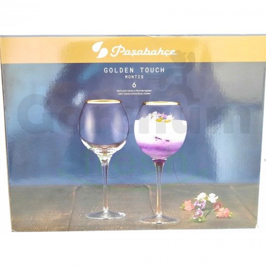 Pasabahce Golden Touch Wine Glass Set 6 Pcs