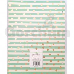 Green And White Stripe With Gold Dots Paper Folder