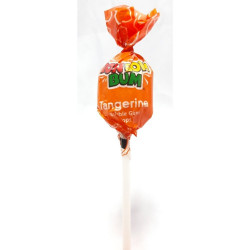 Bon Bon Bum Bubble Gum Lollipops Tangerine Flavored 