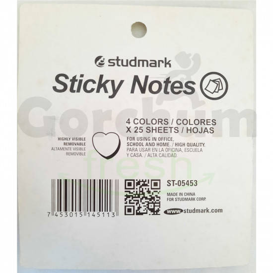 Studmark Heart Sticky Notes 4 Pcs