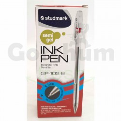 Studmark Red Semi Gel Ink Pen 0.7mm Metal Tip 12x1