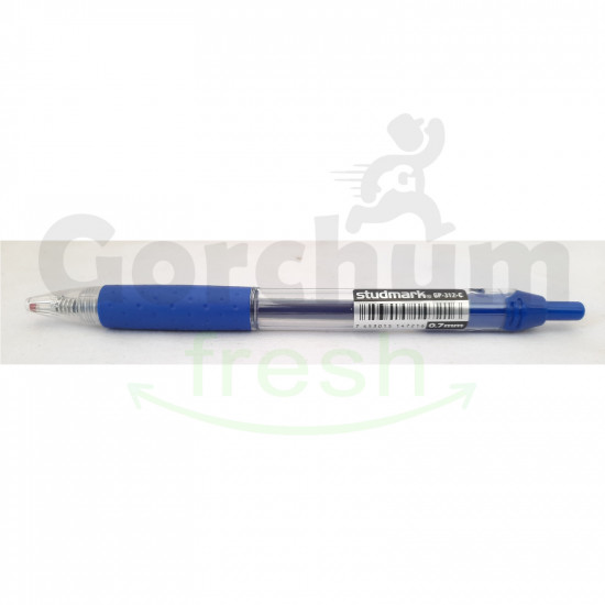 Studmark G-Grip Retractable Blue Gel Ink Pen 0.7mm Metal Tip 12x1