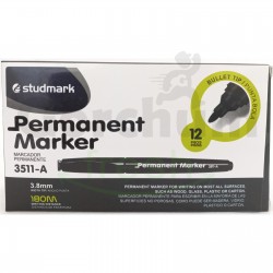 Studmark Black Permanent Marker Fine Bullet Tip 3.8mm 12x1