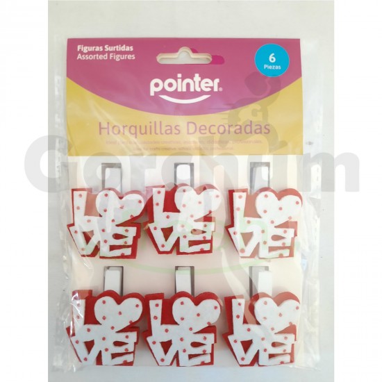 Pointer Red And White Decorative Clip 6 Pieces