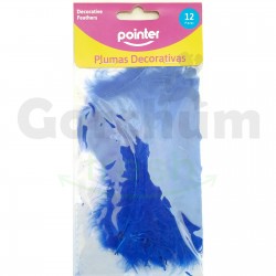 Pointer Decorative Feathers Blue 12 pcs