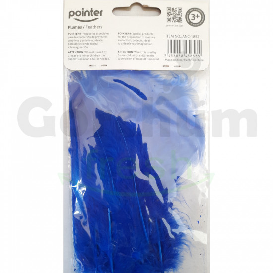 Pointer Decorative Feathers Blue 12 pcs