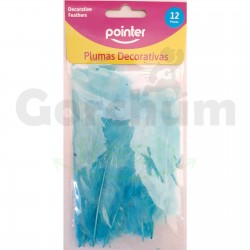 Pointer Decorative Feathers Turquoise 12 pcs
