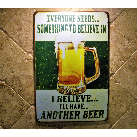 Metal Sign Beer 12 inch x 8 Inch