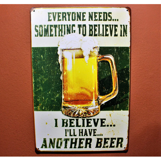 Metal Sign Beer 12 inch x 8 Inch