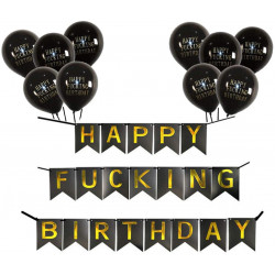 Happy F*ing Birthday Banner & Balloons Set