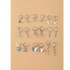 Silver Drop Earrings Set 9 pairs