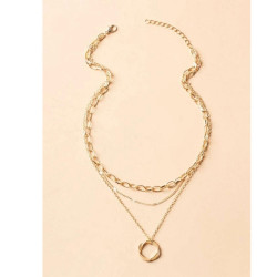Gold Layered Twist Charm Necklace