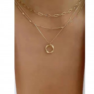 Gold Layered Twist Charm Necklace