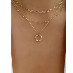 Gold Layered Twist Charm Necklace