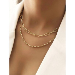 Gold Metal Links Necklace 2pcs