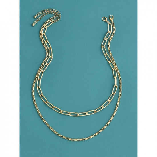 Gold Metal Links Necklace 2pcs