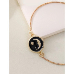 Gold and Black Moon Charm Bracelet