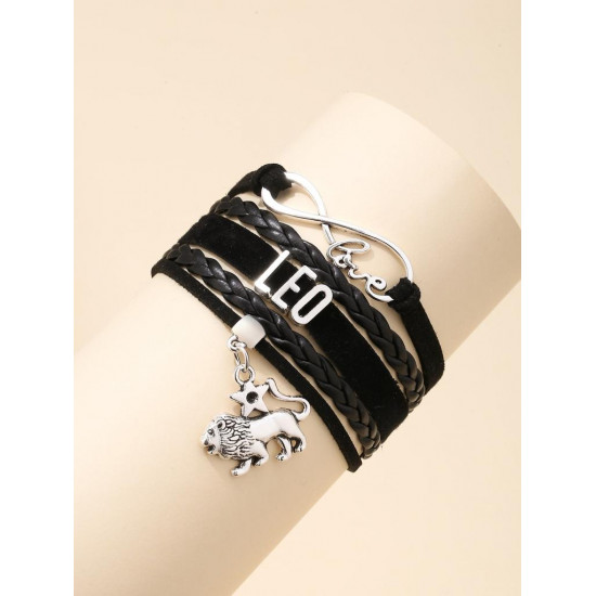 Letter Decor Layered Bracelet - Leo