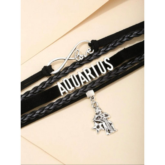 Letter Decor Layered Bracelet - Aquarius