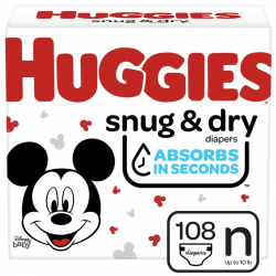 Huggies Snug & Dry Diapers Mickey Mouse Stage 1 108 Diapers