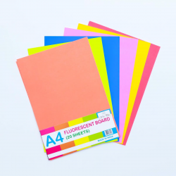 Pioneer Fluorescent Assorted Colour Board A4 20SHEETS 