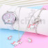 Cartoon Unicorn  Qaurtz Watch & 4pcs Jewelry Set White 