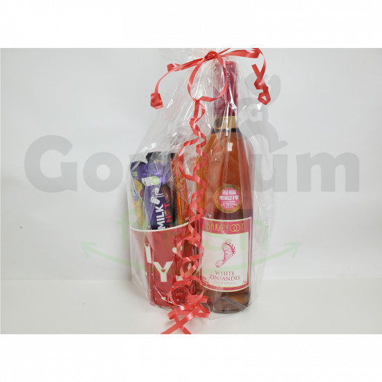 Five Assorted Chocolate Arrangement With Wine & Mug