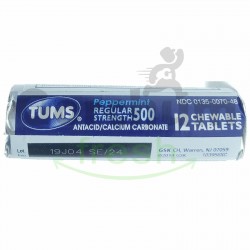 Tums Peppermint Regular Strength 500 12 Chewable Tablets