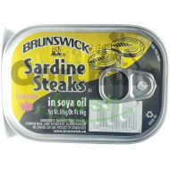 Brunswick Sardine Steaks In Soya Oil 106g