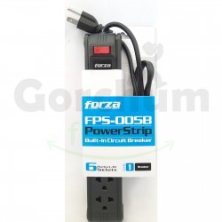 Forza Power Strip with Built-in Circuit Breaker 6 Perfect Fit Sockets