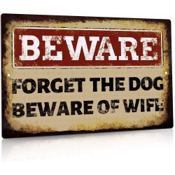 Beware Funny Metal Sign 12 inch x 8 inch