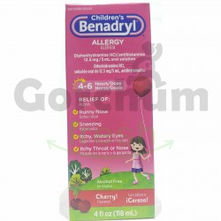 Benadryl Childrens Allergy Liquid Cherry Flavored 4 floz